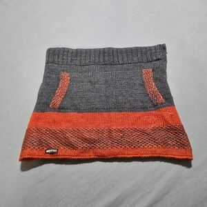 Everest Designs Wool Knit Skirt Womens Medium Grey Orange Hand Made Nepal Pocket
